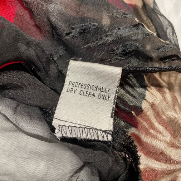 Womens Cache Medium Y2K Black Pink Floral silk Cowl Neck Fairycore whimsical top - Picture 6 of 13